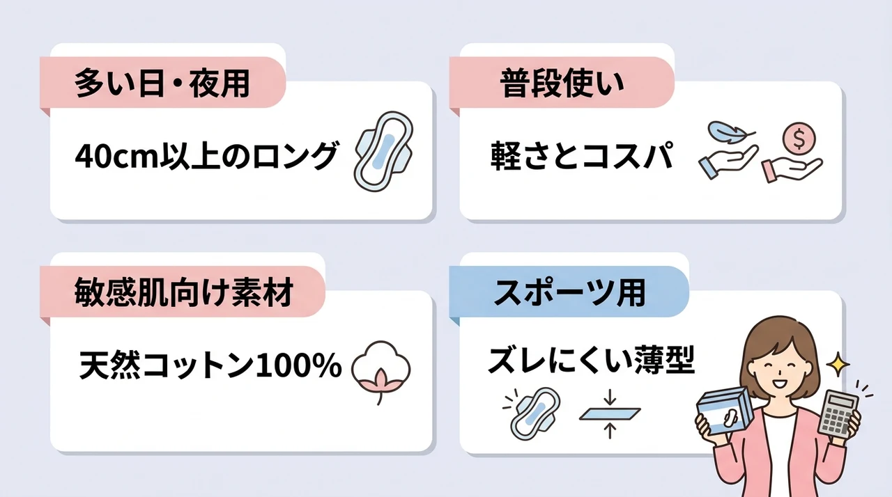 使用シーン別で失敗しない生理用品の選び方