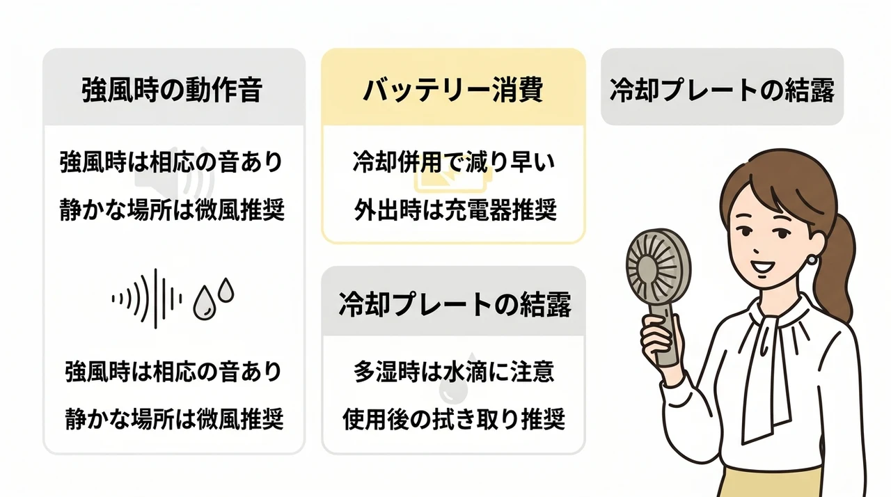 シシベラ冷却ハンディファンのデメリット3選