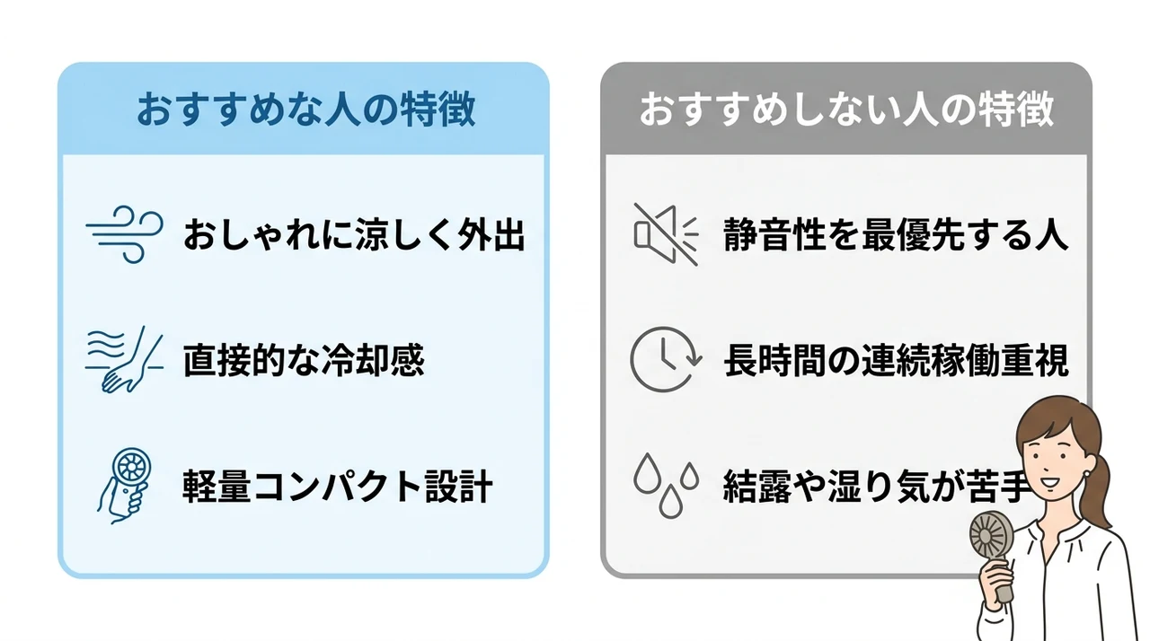 シシベラ冷却ハンディファンがおすすめな人・おすすめしない人