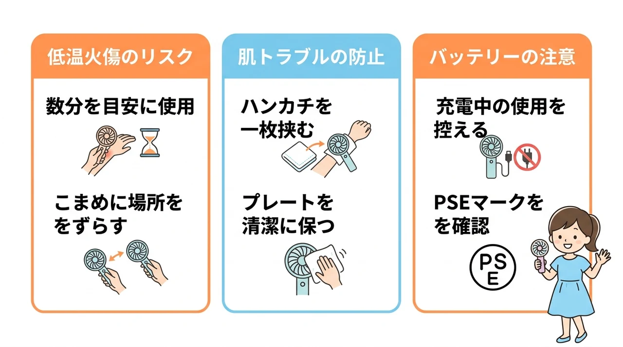 シシベラ 冷却 ハンディ ファンを安全に使うための注意点