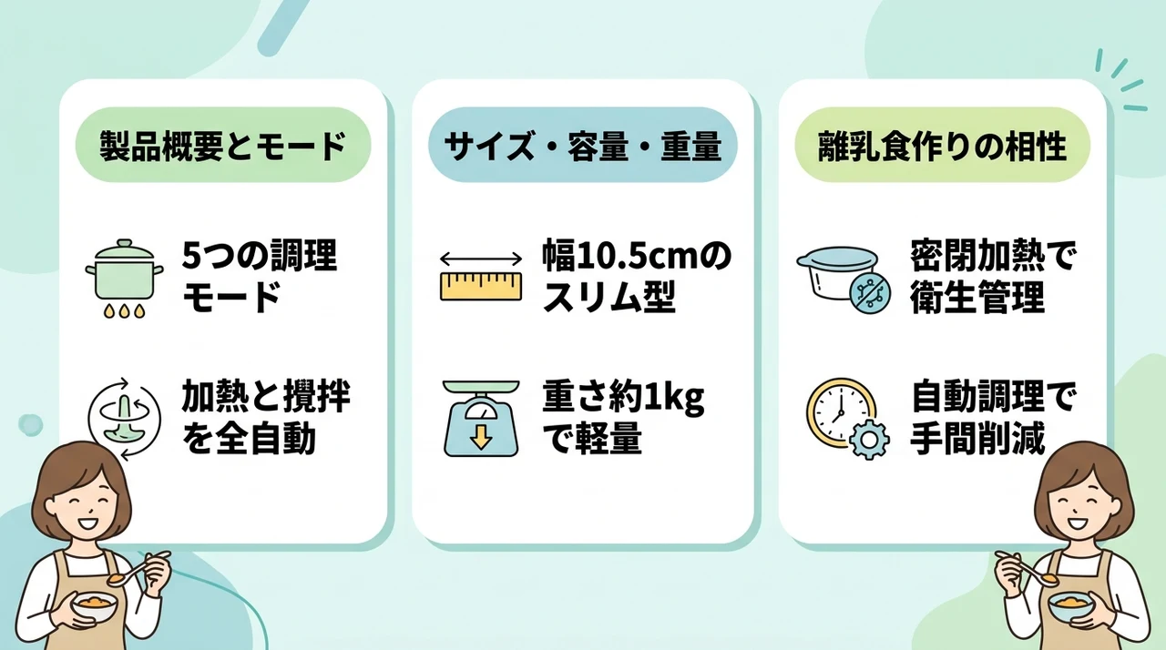 レコルト自動調理ポットの基本情報と離乳食対応スペック