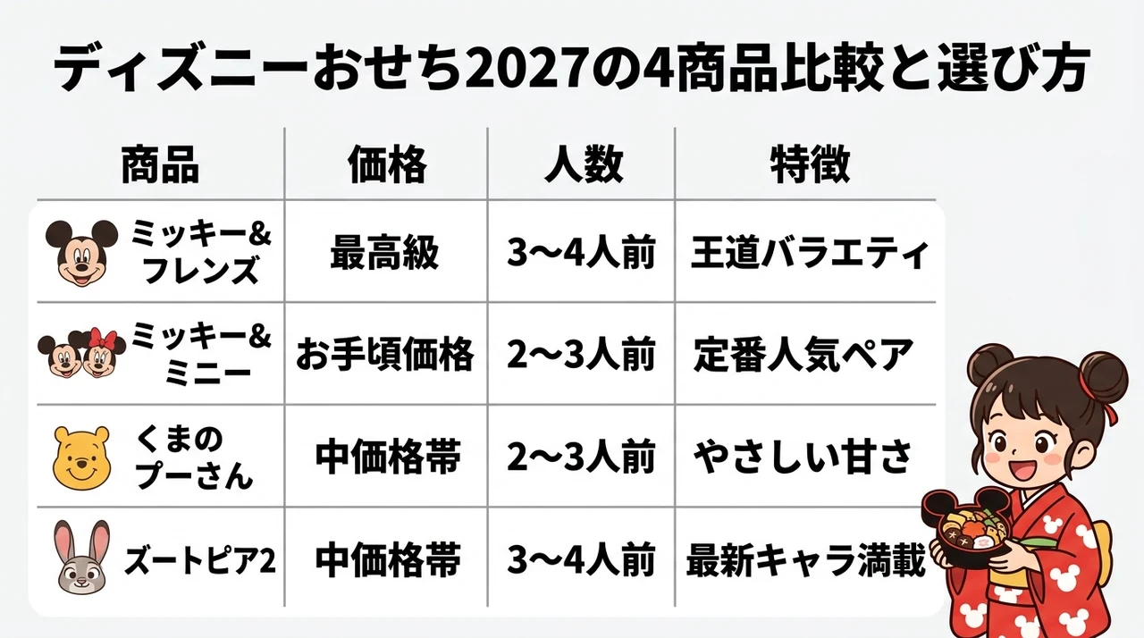 ディズニーおせち2027の4商品比較と選び方